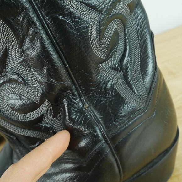 Dan Post Western Boots Black Leather Men’s 11 D Mexico Cowboy Embroidered main image 5